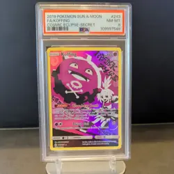 2019 Pokemon Sun & Moon Cosmic Eclipse Koffing Full Art #243 PSA 8 - Image 1