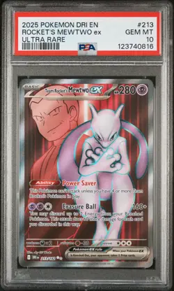 2025 POKEMON DRI EN-DESTINED RIVALS ULTRA RARE TEAM ROCKET'S MEWTWO EX PSA 10 - Image 1
