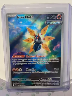 Pokemon TCG Iron Moth Holo Illustration Rare Card 187/182 Paradox Rift - Image 1