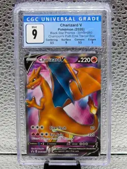 Charizard V SWSH050 Champions Path Black Star Promo Holo Pokemon Card CGC 9 MINT - Image 1