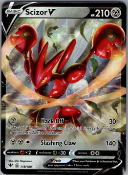 Scizor V 118/189 SWSH03: Darkness Ablaze - Pokemon Card - NM - Image 1