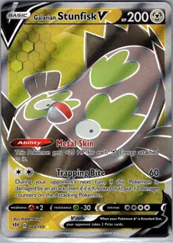 Galarian Stunfisk V (Full Art) 184/189 Darkness Ablaze - Pokemon Card - NM - Image 1