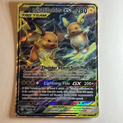 Raichu & Alolan Raichu GX Tag Team CUSTOM FAN Art Holo Pokemon Card - Image 1