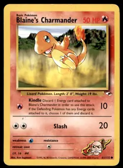 Blaine's Charmander 61/132 Common Gym Heroes Pokemon Unlimited Moderately Played - Image 1