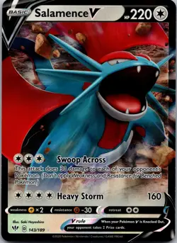 POKEMON SALAMENCE V 143/189 HOLO ULTRA RARE DARKNESS ABLAZE NM/M - Image 1