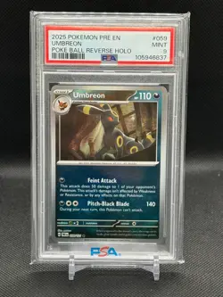 2025 Pokemon Prismatic Evolutions #059 Umbreon Poke Ball Reverse Holo PSA 9 - Image 1