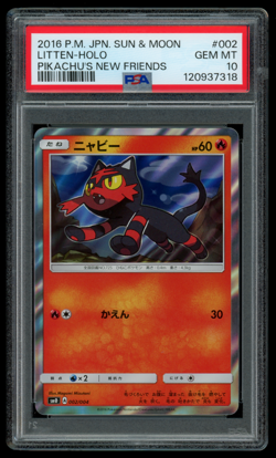 PSA 10 GEM MINT Pokemon Japanese Litten 002/004 Pikachu's New Friends sm0 Promo - Image 1