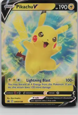 Pikachu V SWSH198 Holo Promo Sword & Shield Promo Pokemon Near Mint - Image 1