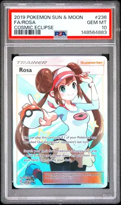 2019 POKEMON SUN & MOON COSMIC ECLIPSE #236 FULL ART/ROSA PSA 10 - Image 1