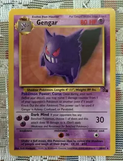 *Australian Print* Pokemon TCG: 1999-2000 Red Logo Fossil Rare Gengar. MP. - Image 1