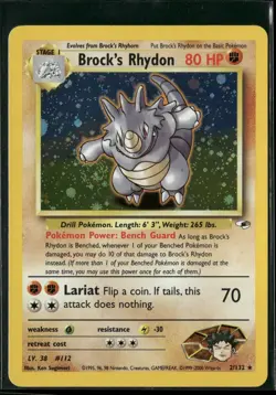 2000 Pokemon Gym Heroes Brock's Rhydon 2/132 Holo Rare NM - Image 1