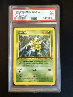 Scyther 26/64 Jungle 1st Edition PSA 7 Pokemon - Image 1