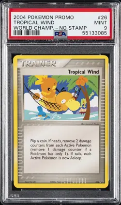 2004 POKEMON WORLD CHAMPIONSHIPS PROMO NO STAMP #26 TROPICAL WIND PSA 9 - Image 1