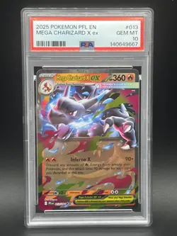 2025 POKEMON PFL EN-PHANTASMAL FLAMES #013 MEGA CHARIZARD X EX PSA 10 - Image 1