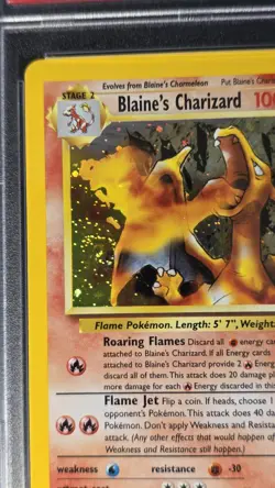 2000 Blaine’s Charizard 002/132 Gym Challenge Holo Pokemon TCG PSA 6 - SWIRL 🔥 - Image 2
