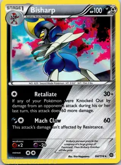 Bisharp 64/114 Holo Rare Steam Siege Pokemon Holo NM - Image 1