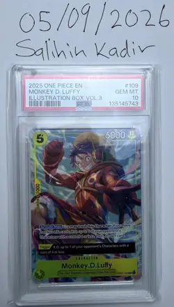 Namco Monkey.D.Luffy OP07-109 Illustration Box Vol.3 Foil PSA 10 One Piece CCG … - Image 1