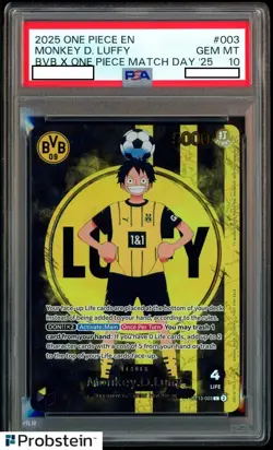 MONKEY D. LUFFY BVB X ONE PIECE MATCH DAY '25 ONE PIECE PROMOS 2025 003 PSA 10 - Image 1