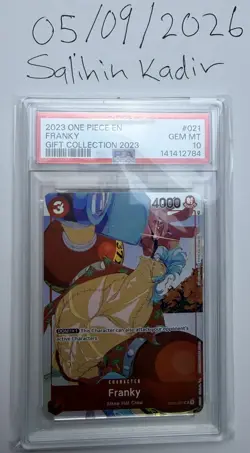 Bandai Franky OP01-021 Gift Collection 2023 Foil PSA 10 One Piece CCG EN 2023 - Image 1
