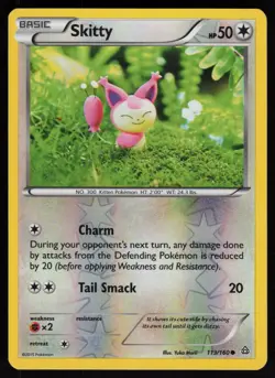Reverse Holo Skitty 113/160 XY Primal Clash Yuka Morii Clay Art Pokemon TCG Card - Image 1