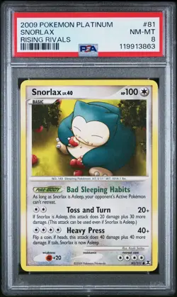 2009 POKEMON PLATINUM RISING RIVALS #81 SNORLAX PSA 8 - Image 1