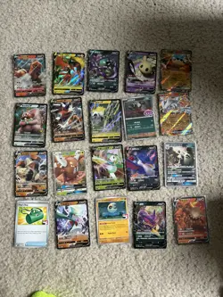 Pokemon 20 Card Lot Nm V Max Mega Prize Pack Ex HOLO Rare Hits Only See Pics - Image 1
