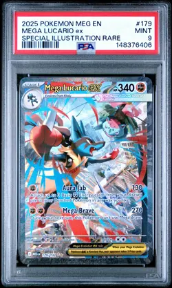 2025 POKEMON MEG EN-MEGA EVOLUTION #179 MEGA LUCARIO EX PSA 9 - Image 1