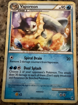 Vaporeon 52/95 Call of Legends Rare NM/LP Pokemon TCG 2011 - Image 1