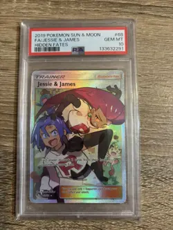 2019 POKEMON SUN & MOON HIDDEN FATES #68 FULL ART/JESSIE & JAMES PSA 10 - Image 1