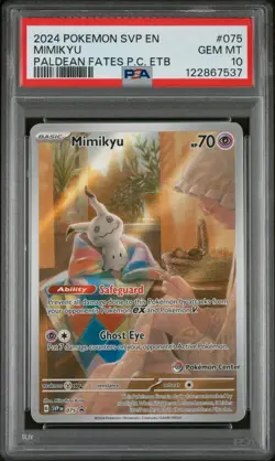 Mimikyu #075 Paldean Fates PSA 10 Pokemon Center Stamped ETB Promo - Image 1