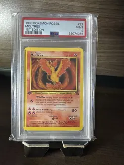 1999 Pokemon Fossil Moltres Non-Holo #27/62 PSA 9 MINT - Image 1