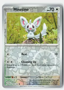 Minccino 136/162 Common Temporal Forces Pokemon Reverse Holo NM Yuka Morii - Image 1
