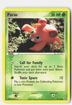 Paras 72/112 Common FireRed & LeafGreen Pokemon Lightly Played Yuka Morii - Image 1