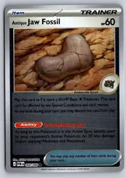 Antique Jaw Fossil 068/088 Common Perfect Order Pokemon Reverse Holo Near Mint - Image 1