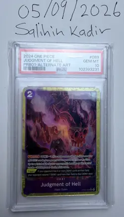 Namco Judgment of Hell OP02-089 Premium Booster Alt Art Foil Rare PSA 10 One Pi… - Image 1