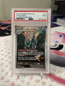 2025 Pokemon Mega Evolution Clawitzer #141 Illustration Rare PSA 9 Mint - Image 1