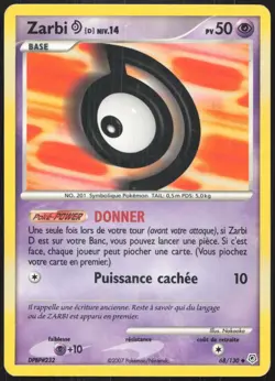 Carte Pokemon Zarbi D 68/130 Diamant et Perle Francais - Image 1