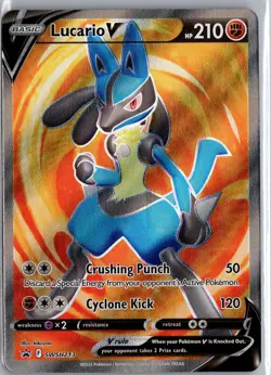 Lucario V SWSH213 Black Star Promo Pokemon Card LP - Image 1