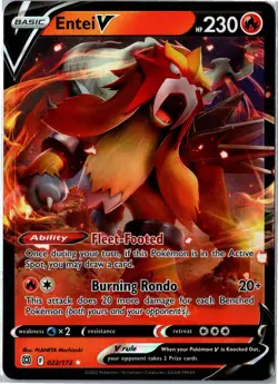 Pokemon Card - Entei V 022/172 Brilliant Stars V Rare Holo Near Mint - Image 1