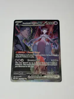 Team Rocket's Mewtwo ex 231/182 SIR SV10: Destined Rivals Pokemon Card TCG NM/LP - Image 1
