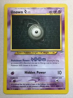 Pokemon Card - Unown [Z] - Unlimited - Uncommon (60/105) WOTC Neo Destiny *LP* - Image 1