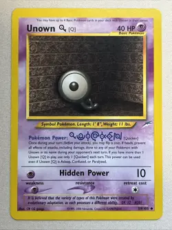 Pokemon Card - Unown [Q] - Unlimited - Uncommon (59/105) WOTC Neo Destiny NM - Image 1