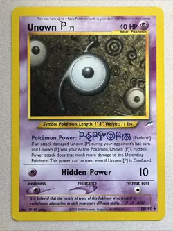 Pokemon Card - Unown [P] - Unlimited - Uncommon (58/105) WOTC Neo Destiny *LP* - Image 1