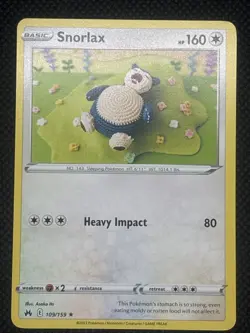 Pokemon TCG Snorlax Crown Zenith Card 109/159 Regular Rare - Image 1