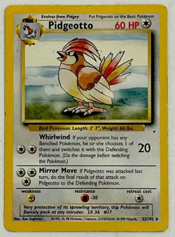 Pidgeotto - 22/102 - Pokemon Base Set Unlimited Rare Card TCG LP Vintage - Image 1