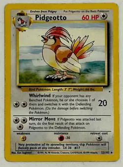 Pidgeotto - 22/102 - Pokemon Base Set Unlimited Rare Card TCG LP Vintage - Image 2