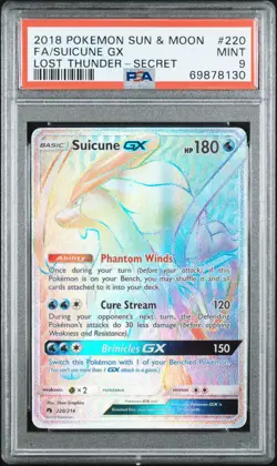 Pokemon Suicune GX (Secret) 220/214 Sm-Lost Thunder Holo PSA 9 - Image 1