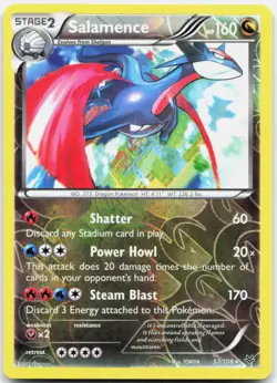 Pokemon TCG Salamence XY - Roaring Skies Holo Rare 57/108 Reverse Holo - Image 1