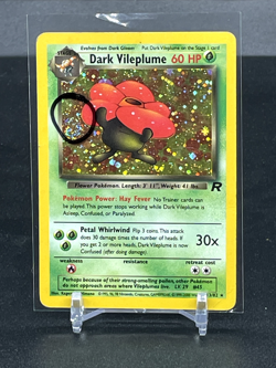 Pokemon Dark Vileplume HOLO #13 Vintage Team Rocket Swirl DMG small crease right - Image 1
