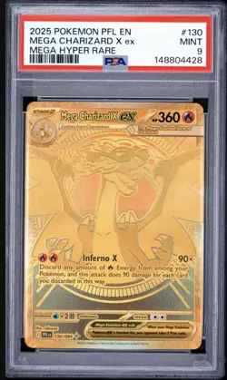 2025 POKEMON EN-PHANTASMAL FLAMES MEGA CHARIZARD GOLD HYPER RARE X EX PSA 9 📈 - Image 1